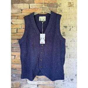 Peter Christian Lambswool Vest Men’s XL Navy Speckled Button Front NWT
